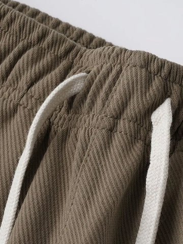 Casual 100% Heavy Cotton Baggy Jogger Pants Men Brown Solid Color Sport Jogging Sweatpants Outdoor Walking Gary Work Trousers